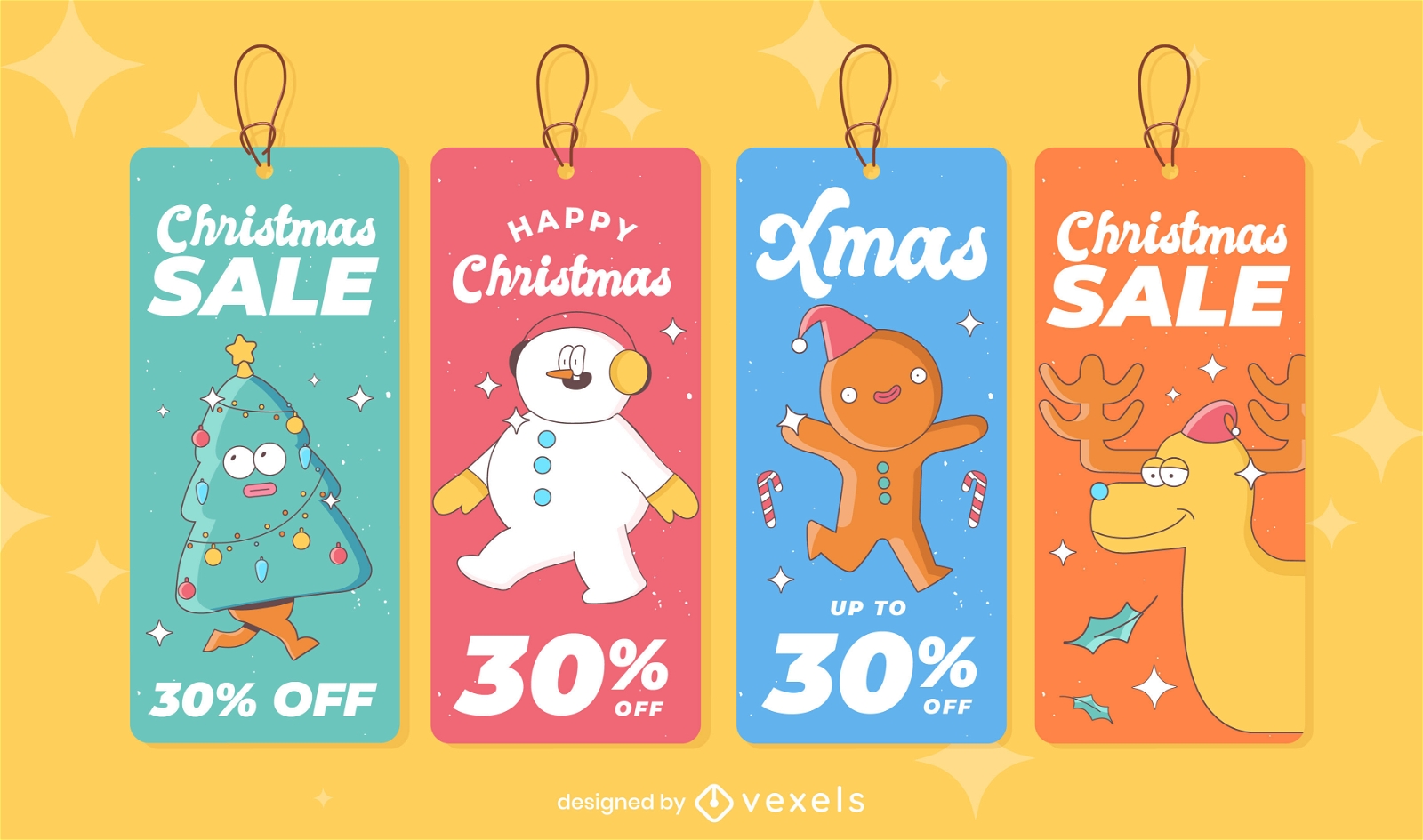 Conjunto de etiquetas de precios de dibujos animados de vacaciones de navidad