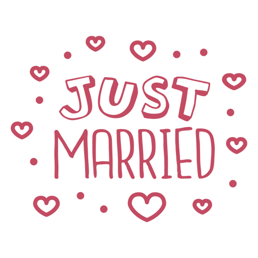 Just married hearts love sign PNG Design