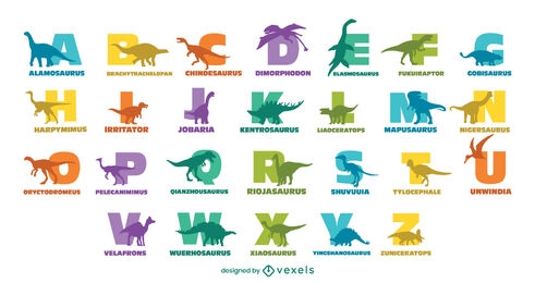Dinosaur animal names alphabet set
