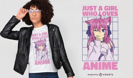 Chica que ama el diseño de camisetas de anime