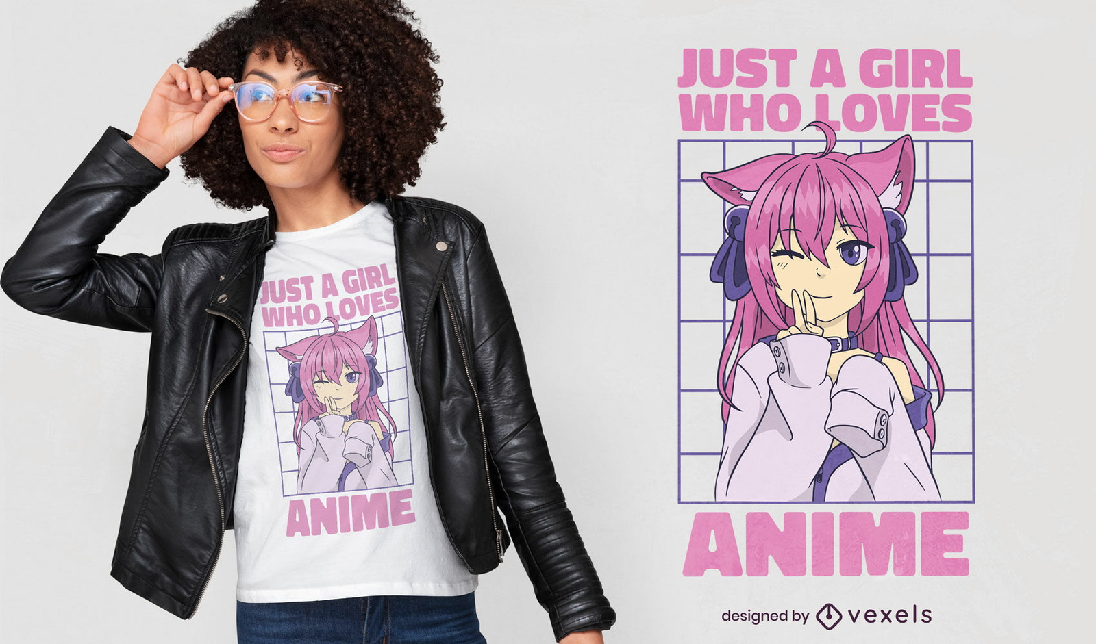 Mädchen, das Anime-T-Shirt-Design liebt