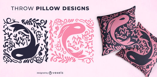 Koi fishes swimming throw pillow design