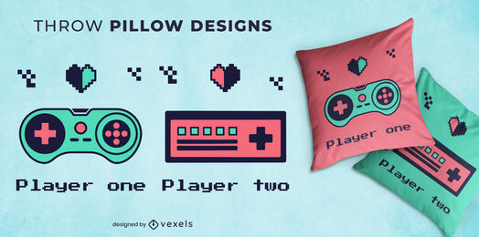 Retro gamer joystick throw pillow design