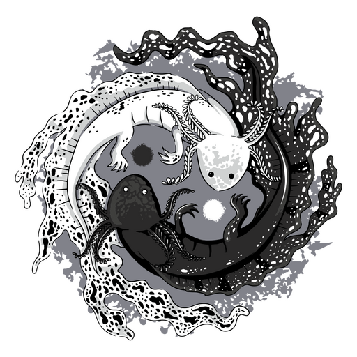 Axolotl yin-yang PNG Design