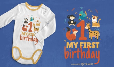 Design de t-shirt de primeiro aniversário para bebé