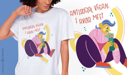 Anti-social vegan t-shirt design
