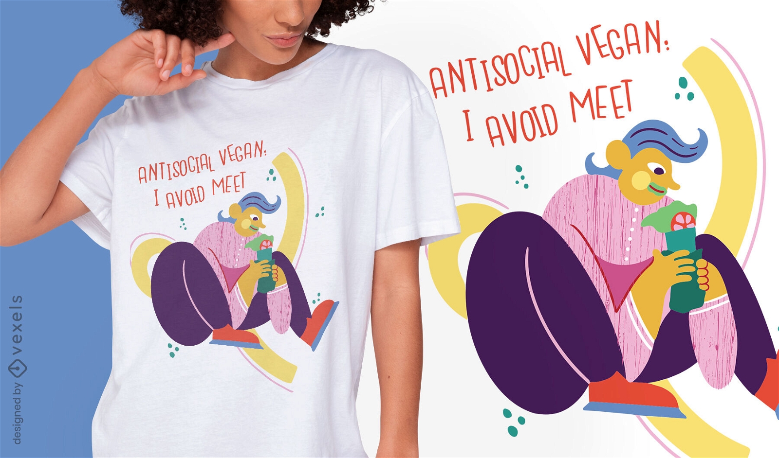 Diseño de camiseta vegana antisocial.