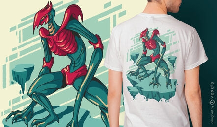 Skeleton nightmare monster t-shirt design