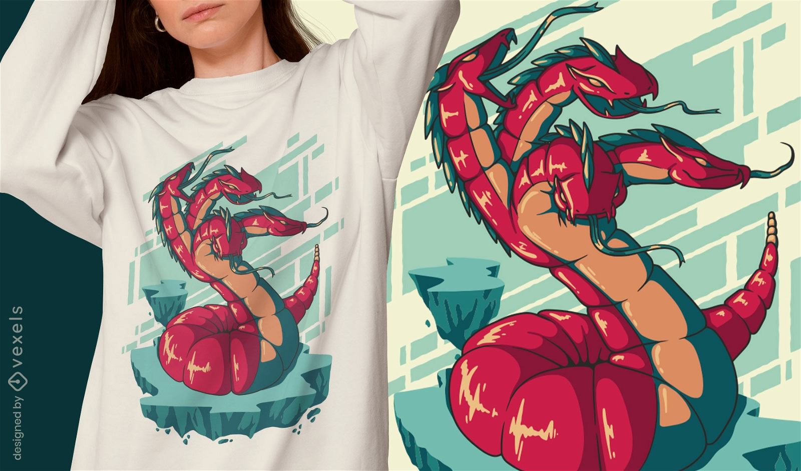 Hydra-Albtraum-Monster-T-Shirt-Design