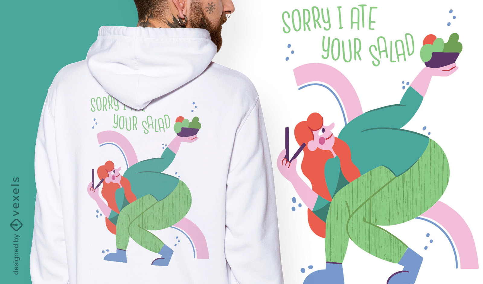 Design de camiseta com citação vegan de salada engraçada