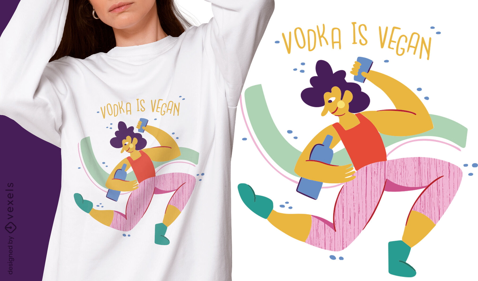 Design engraçado de t-shirt vodca vegan