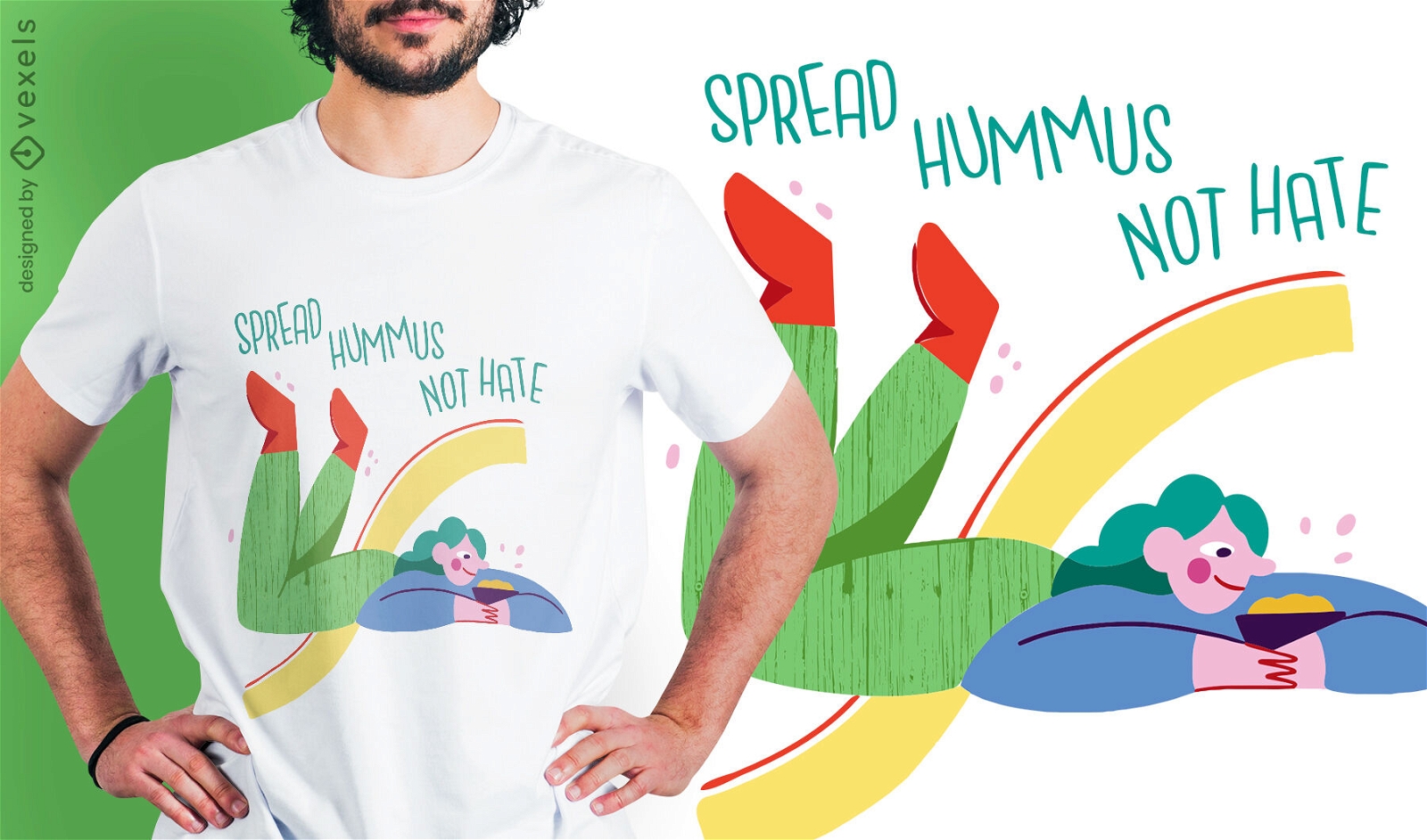 Diseño de camiseta de hummus vegano divertido