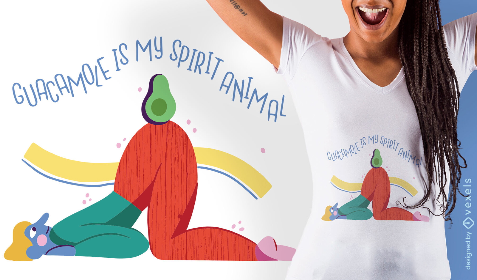 Design engraçado de camiseta vegan guacamole