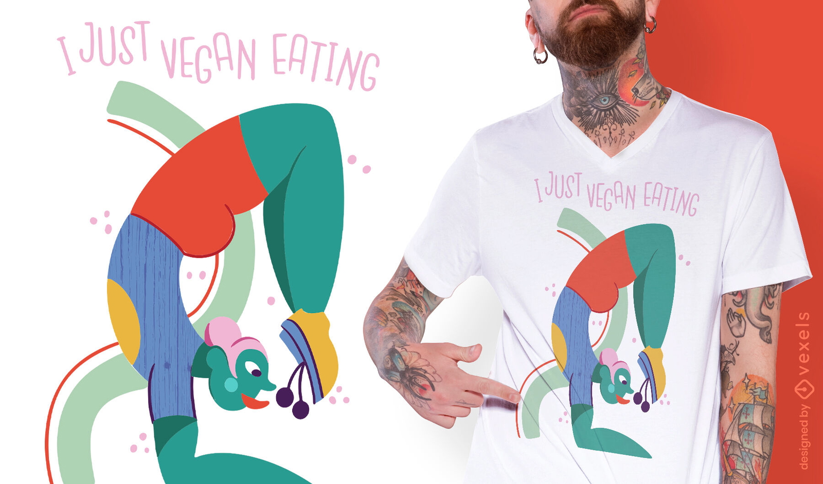 Diseño de camiseta vegana comiendo cita