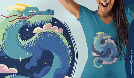 Ancient fairytale dragon t-shirt design