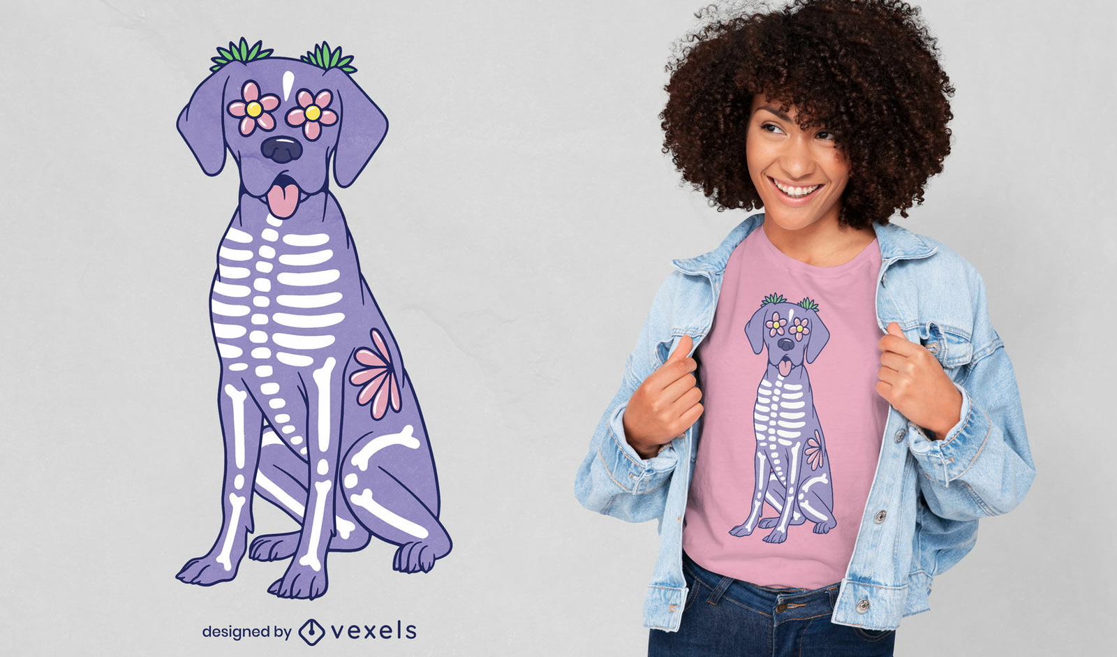 Beautiful skeleton dog t-shirt design 