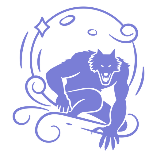 Icono de luna de hombre lobo Diseño PNG