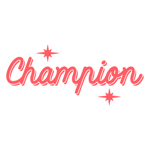 Champion cursive sparkly sign PNG Design