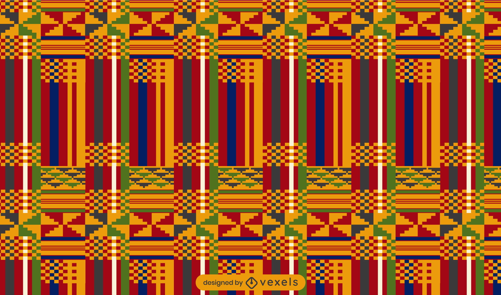 Desenho de padrão kente em tecido colorido