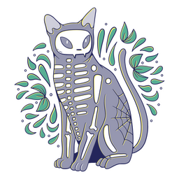 Cat skeleton halloween character PNG Design