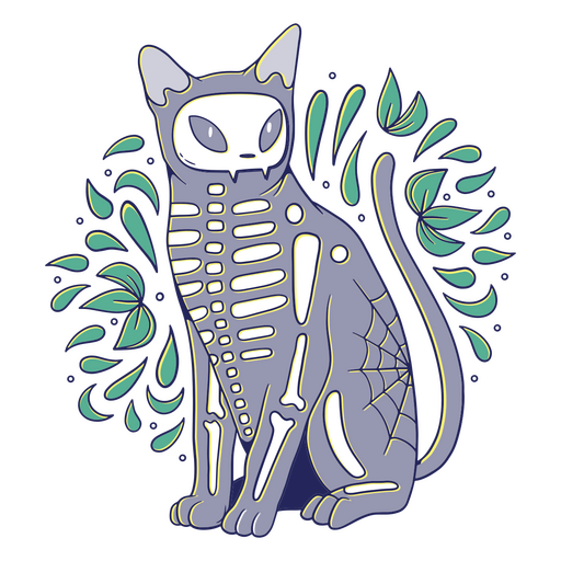 Halloween-Charakter des Katzenskeletts PNG-Design