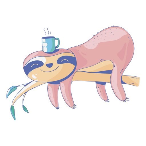 Sleepy sloth with a cup of coffee PNG Design