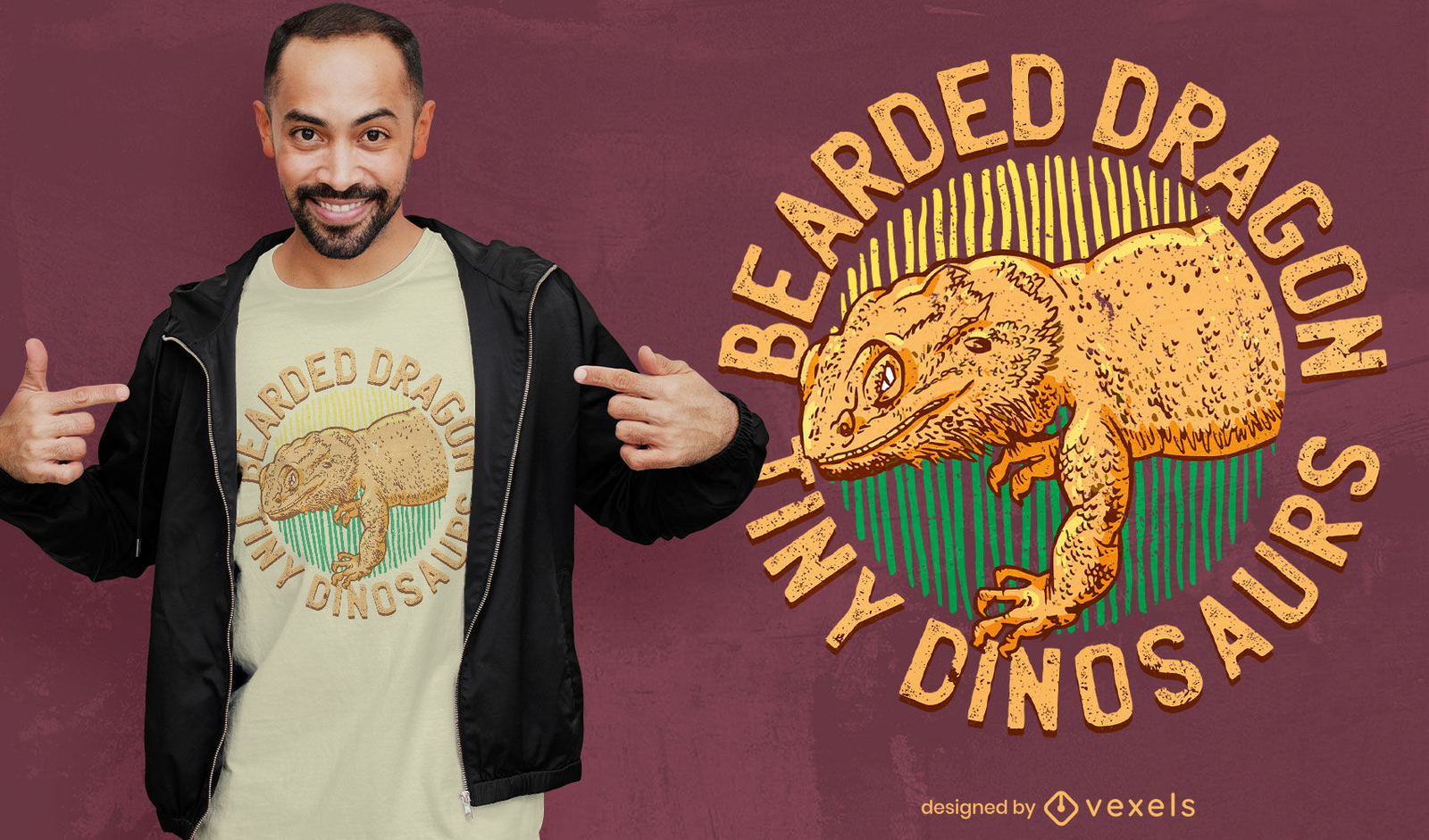 Realistic bearded dragon animal t-shirt design