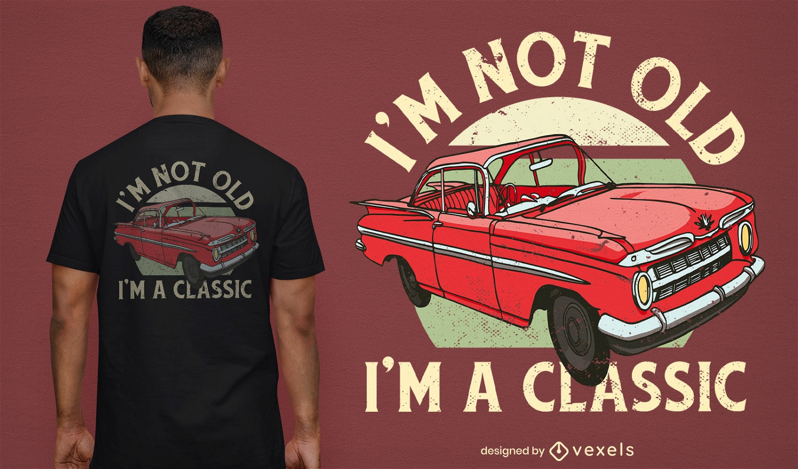 Design clássico de t-shirt de carro antigo