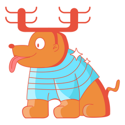 Perro de reno de dibujos animados de navidad Diseño PNG