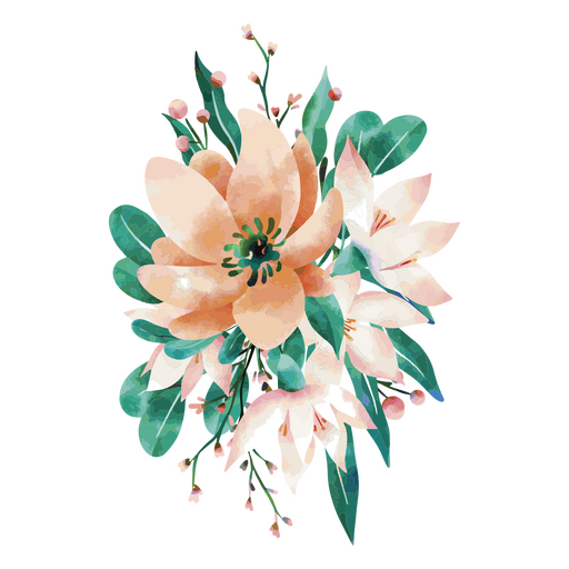 Buquê floral texturizado Desenho PNG