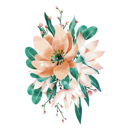 Ramo de flores con textura Diseño PNG