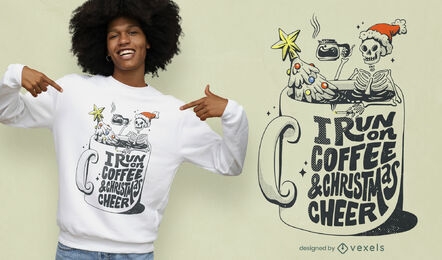 Kaffee Weihnachtsskelett T-Shirt Design