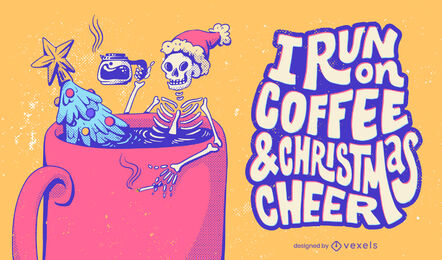 Skeleton anti christmas lettering illustration