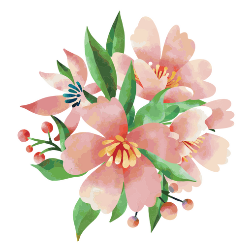 Buquê texturizado de flores cor de rosa Desenho PNG