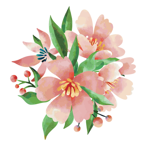 Ramo texturizado de flores rosas Diseño PNG