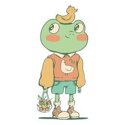 Lindo personaje de rana Diseño PNG