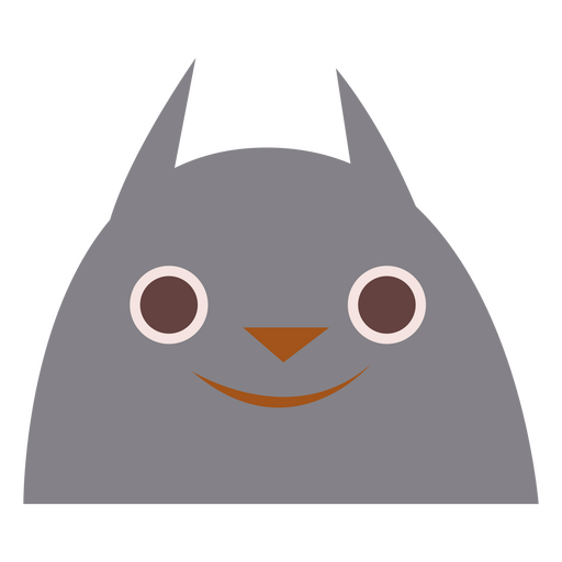 Gray cat flat face PNG Design