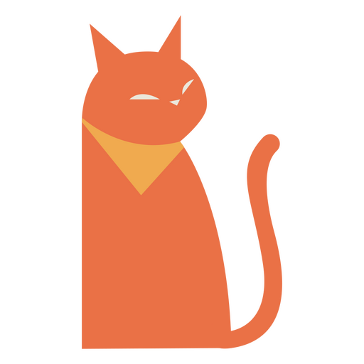 Orange flat cat PNG Design