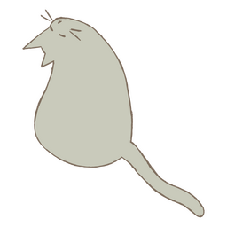 Gato garabato gris sentado Diseño PNG