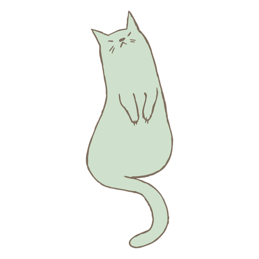 Green doodle cat sit PNG Design