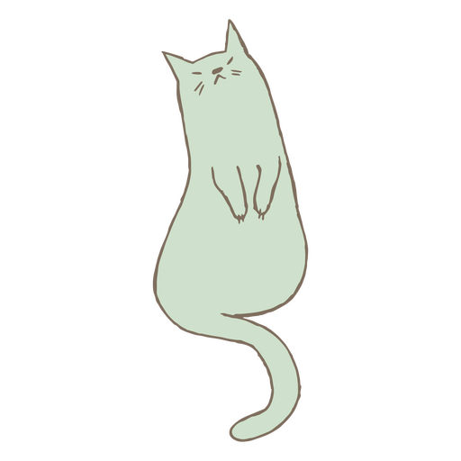 Grüne Gekritzelkatze sitzt PNG-Design