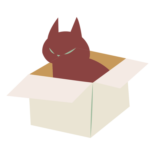 Gato plano em uma caixa Desenho PNG