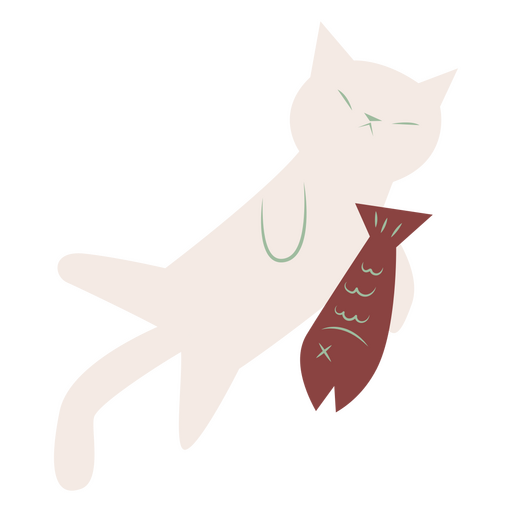 Weiße flache Katze und Fisch PNG-Design