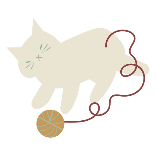 Gato blanco jugando plano Diseño PNG