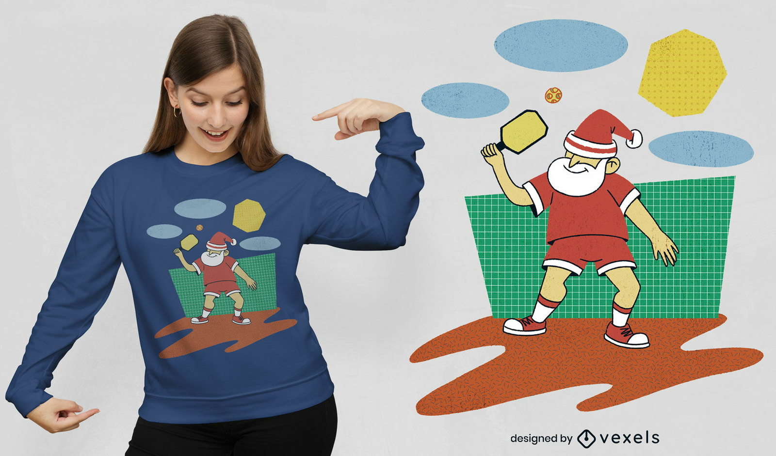 Diseño de camiseta pickleball santa psd