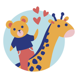 Bear and giraffe flat Transparent PNG