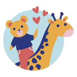 Urso e girafa plana Desenho PNG