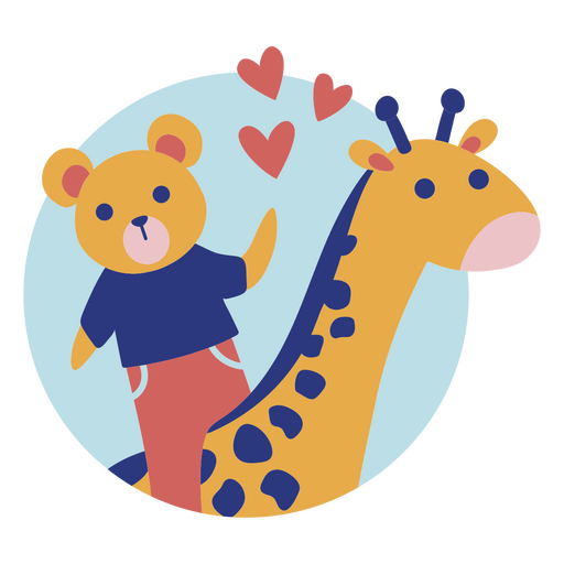 Bär und Giraffe flach PNG-Design