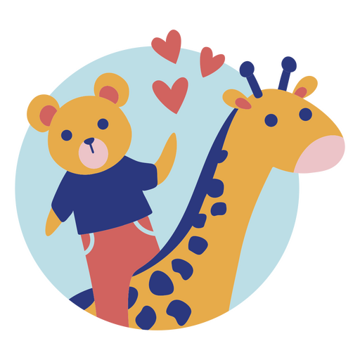 Urso e girafa plana Desenho PNG