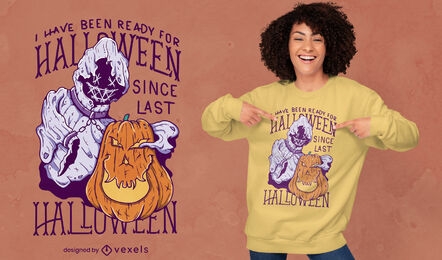 Diseño de camiseta de halloween fantasma y calabaza.